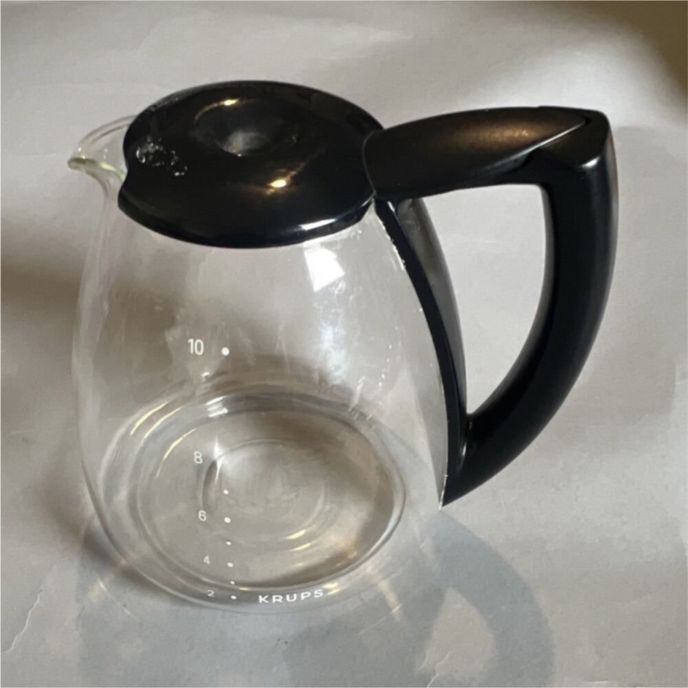 Krups Glass Carafe Black Handle Easy to Clean for Filter Coffee Machine Used